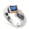 R0922C Square Sapphire on a Chunky Silver Band