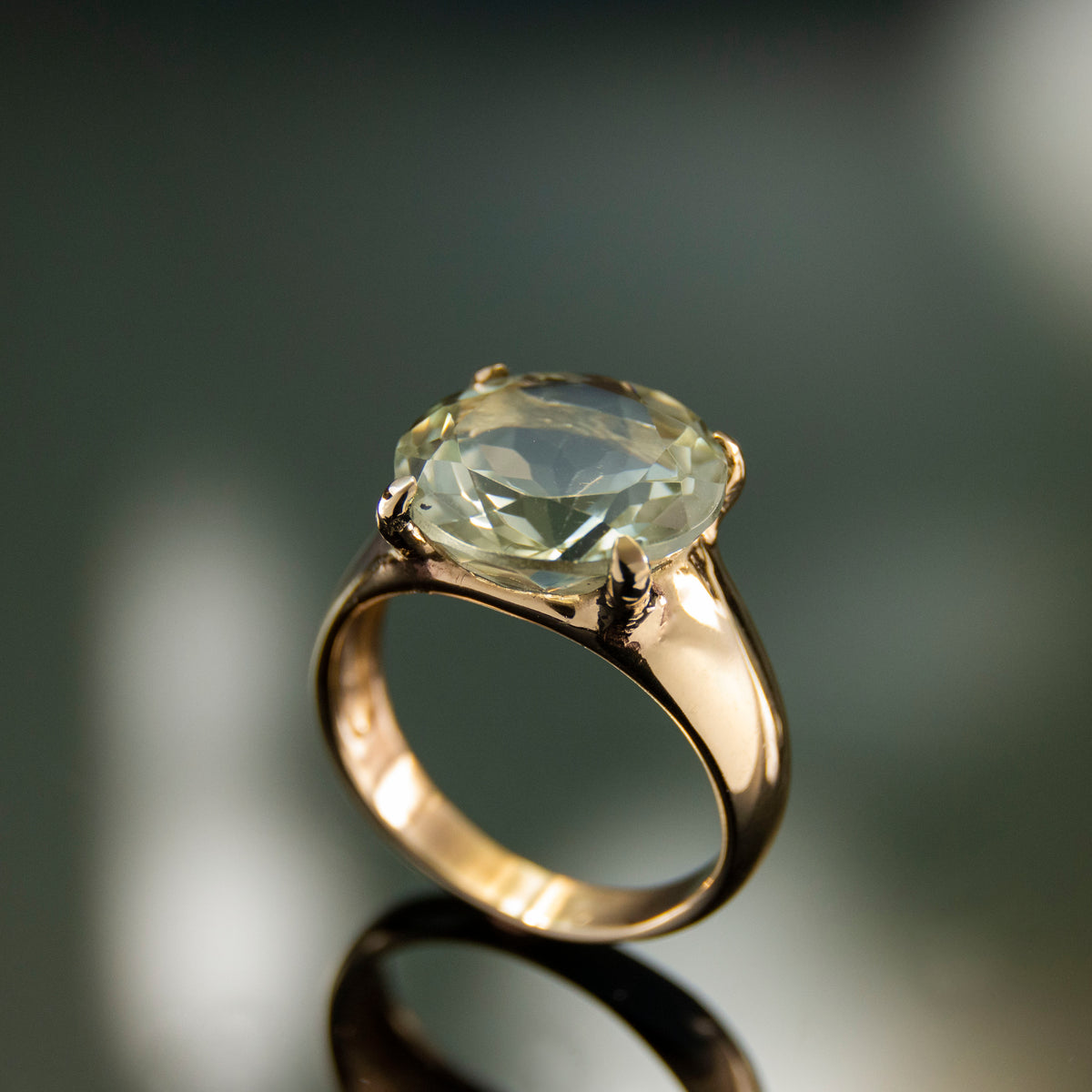 RG1782-2 Gold Estate Ring with Green Amethyst