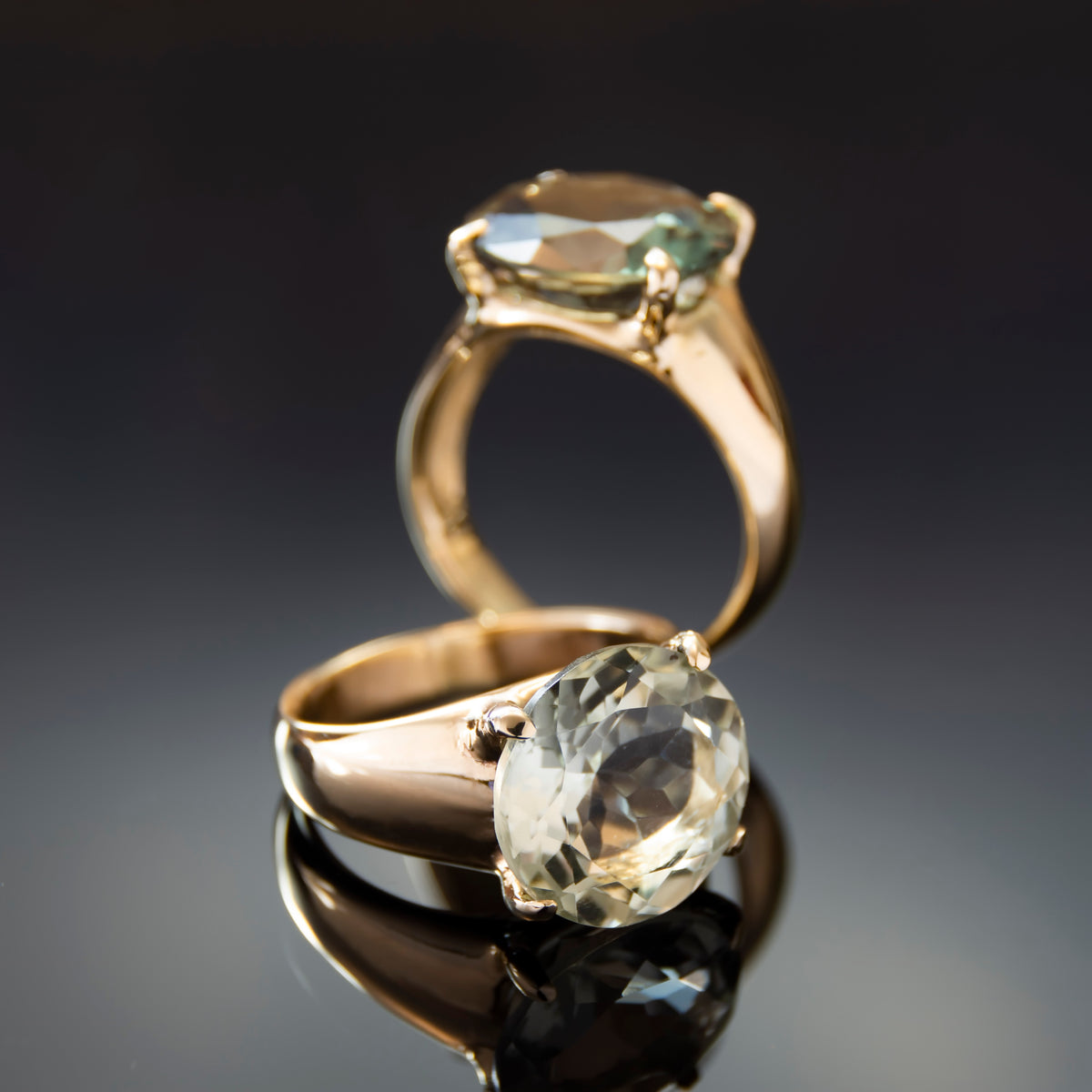 RG1782-2 Gold Estate Ring with Green Amethyst