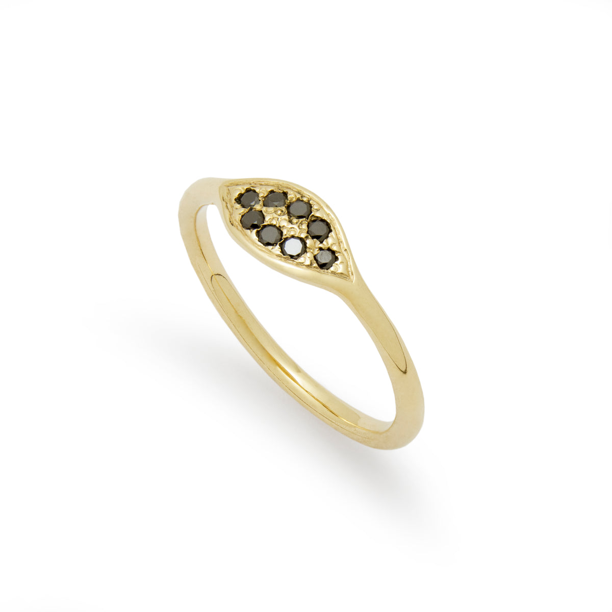 RG1787A-1 Dainty Gold Ring with Eight Black Diamonds