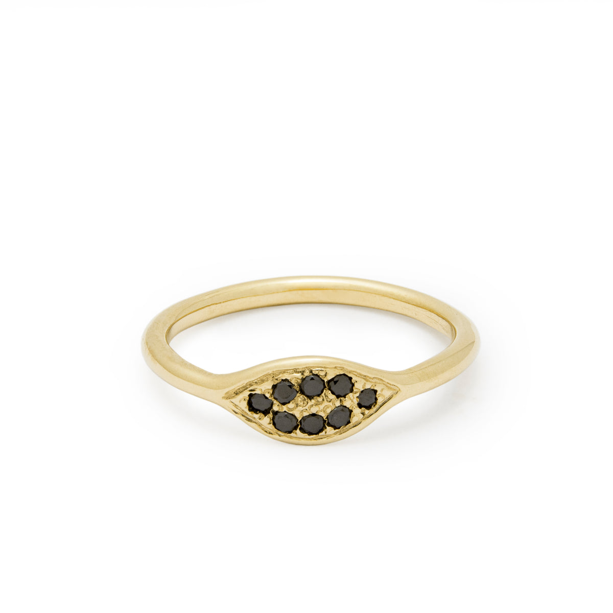 RG1787A-1 Dainty Gold Ring with Eight Black Diamonds