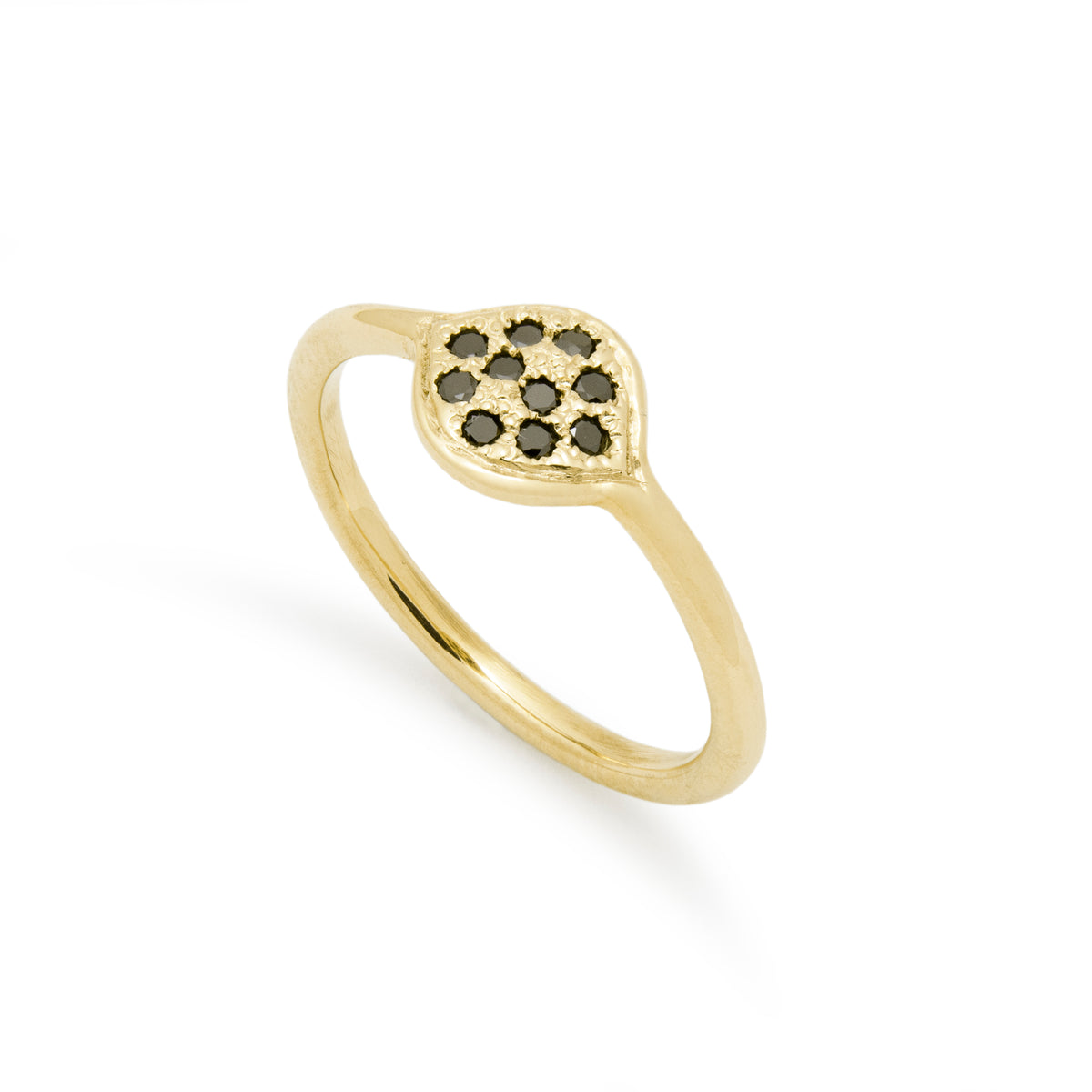 RG1787C-1 Dainty Gold Ring with Ten Black Diamonds