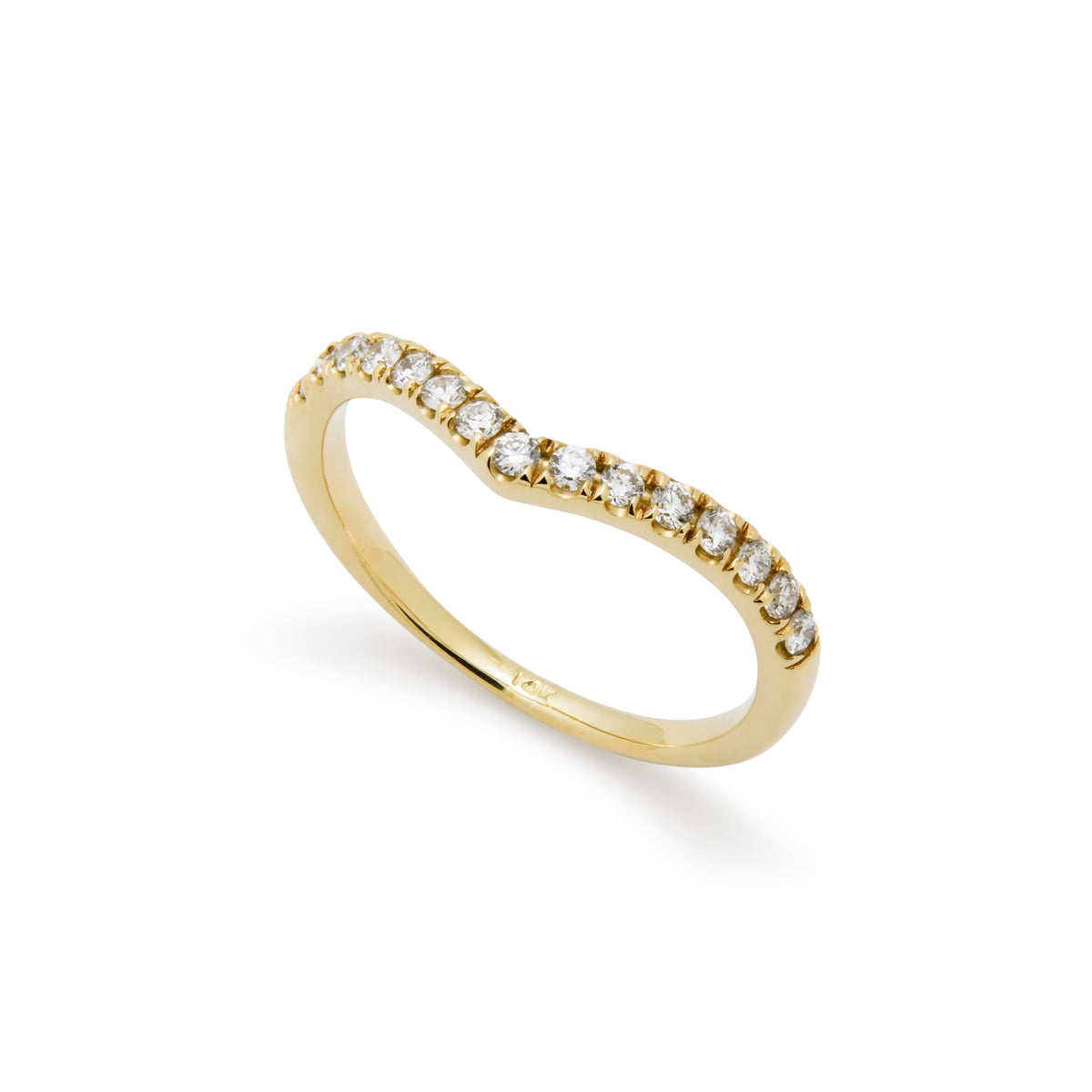 RG1814A Classic Diamond Wishbone Ring With Pave Setting In Yellow Gold Band, V Shape Ring