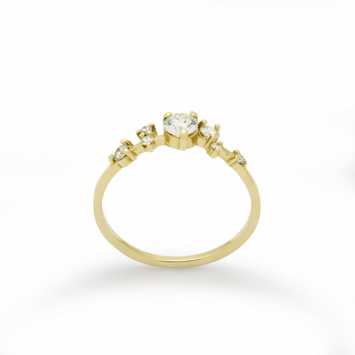 RG1842D Dainty Gold Ring with Asymmetrical Diamond Arrangement