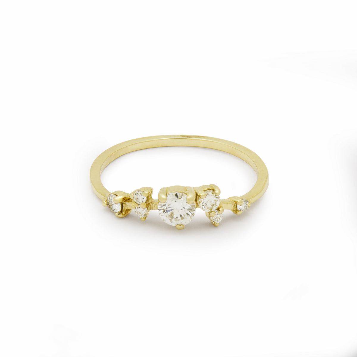 RG1842D Dainty Gold Ring with Asymmetrical Diamond Arrangement