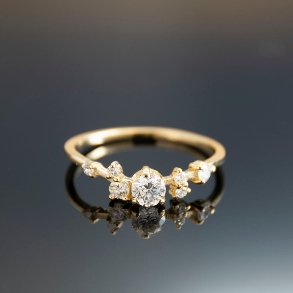 RG1842D Dainty Gold Ring with Asymmetrical Diamond Arrangement