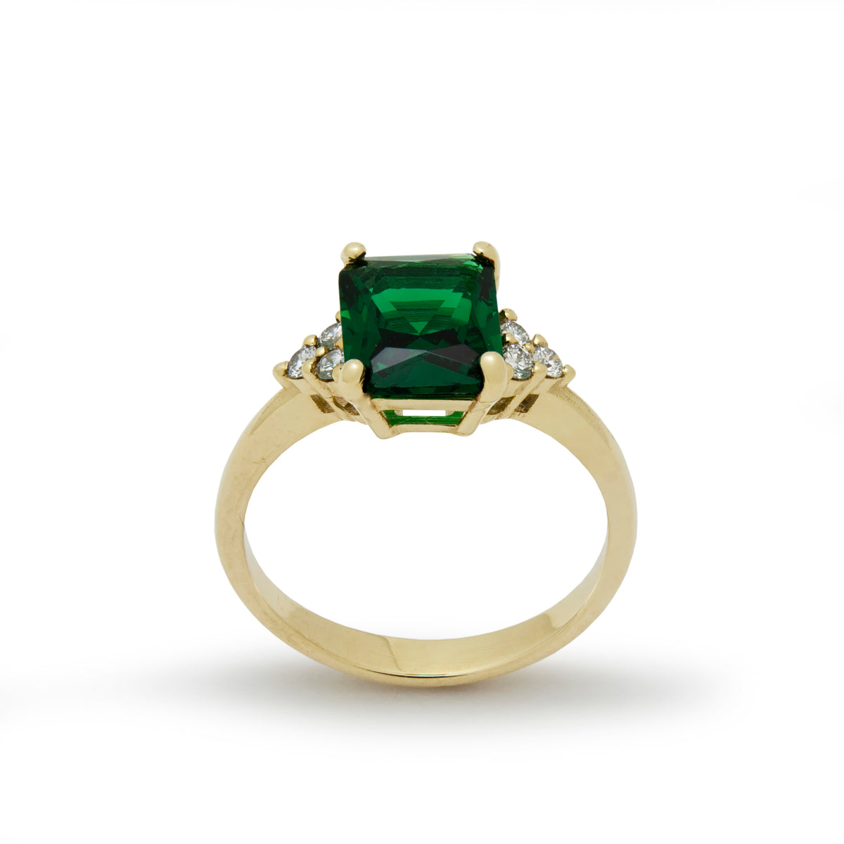 RG1888-1 Engagement Ring with Emerald and Diamonds