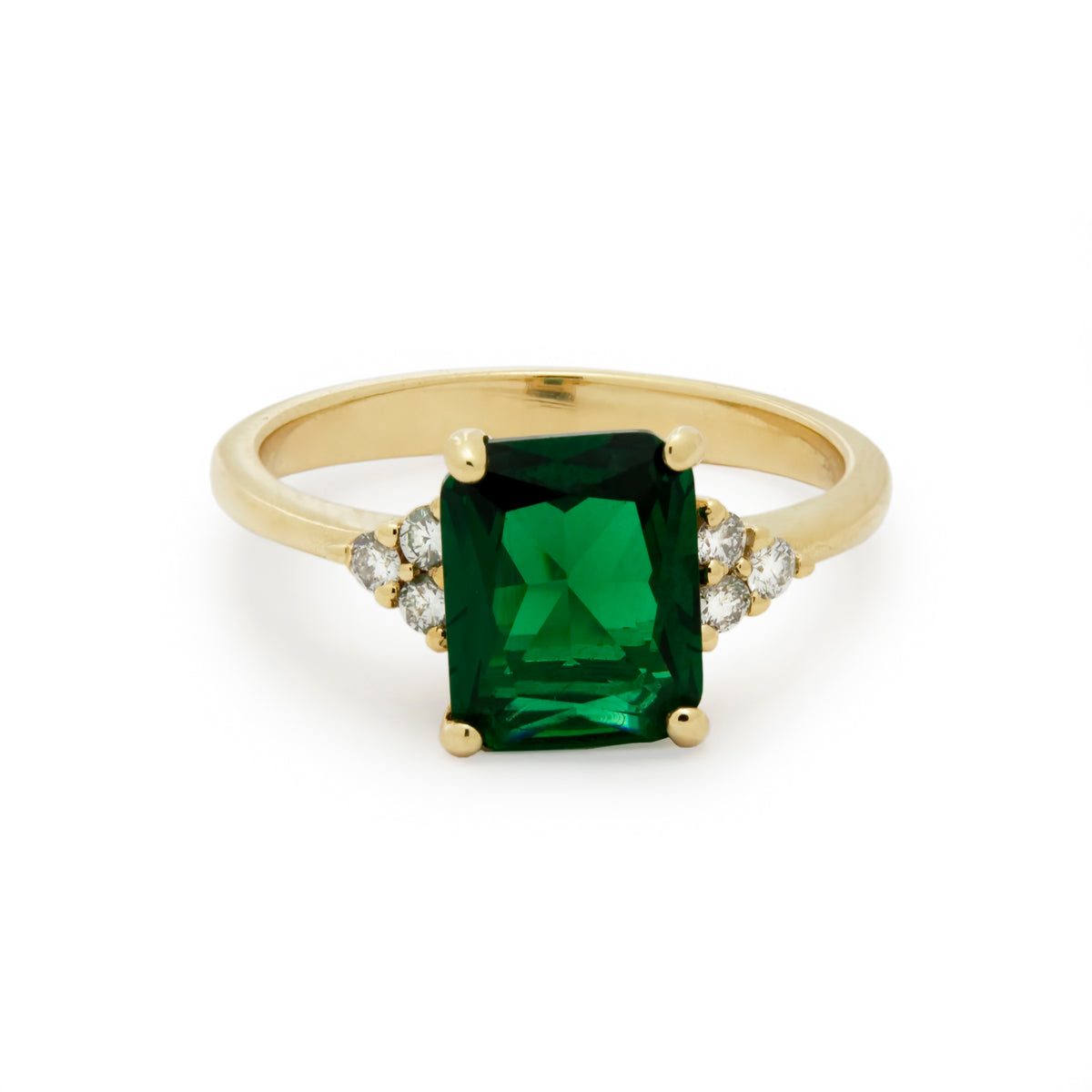 RG1888-1 Engagement Ring with Emerald and Diamonds