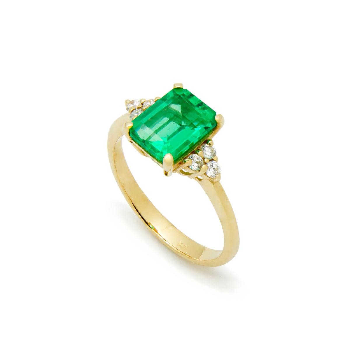 RG1888-2 Engagement Ring with Natural Emerald and Diamonds