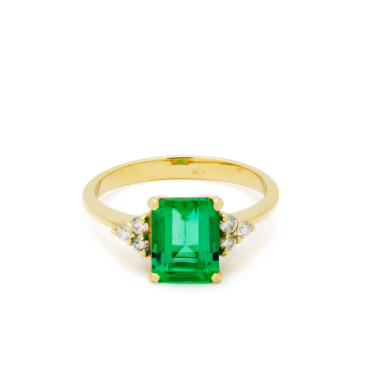 RG1888-2 Engagement Ring with Natural Emerald and Diamonds