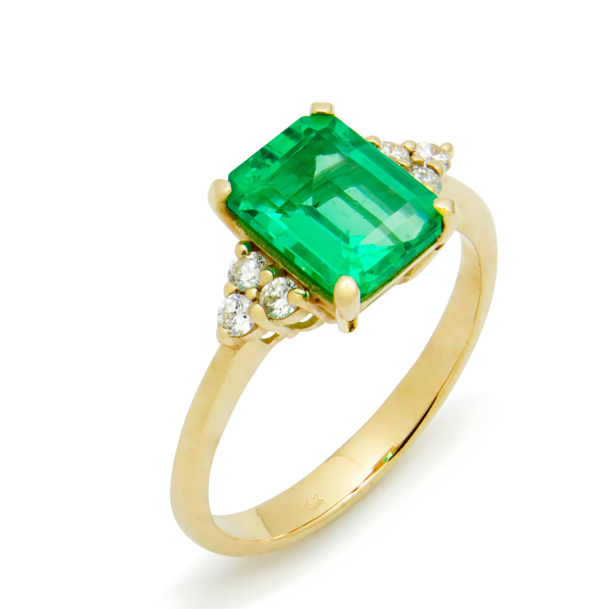 RG1888-2 Engagement Ring with Natural Emerald and Diamonds