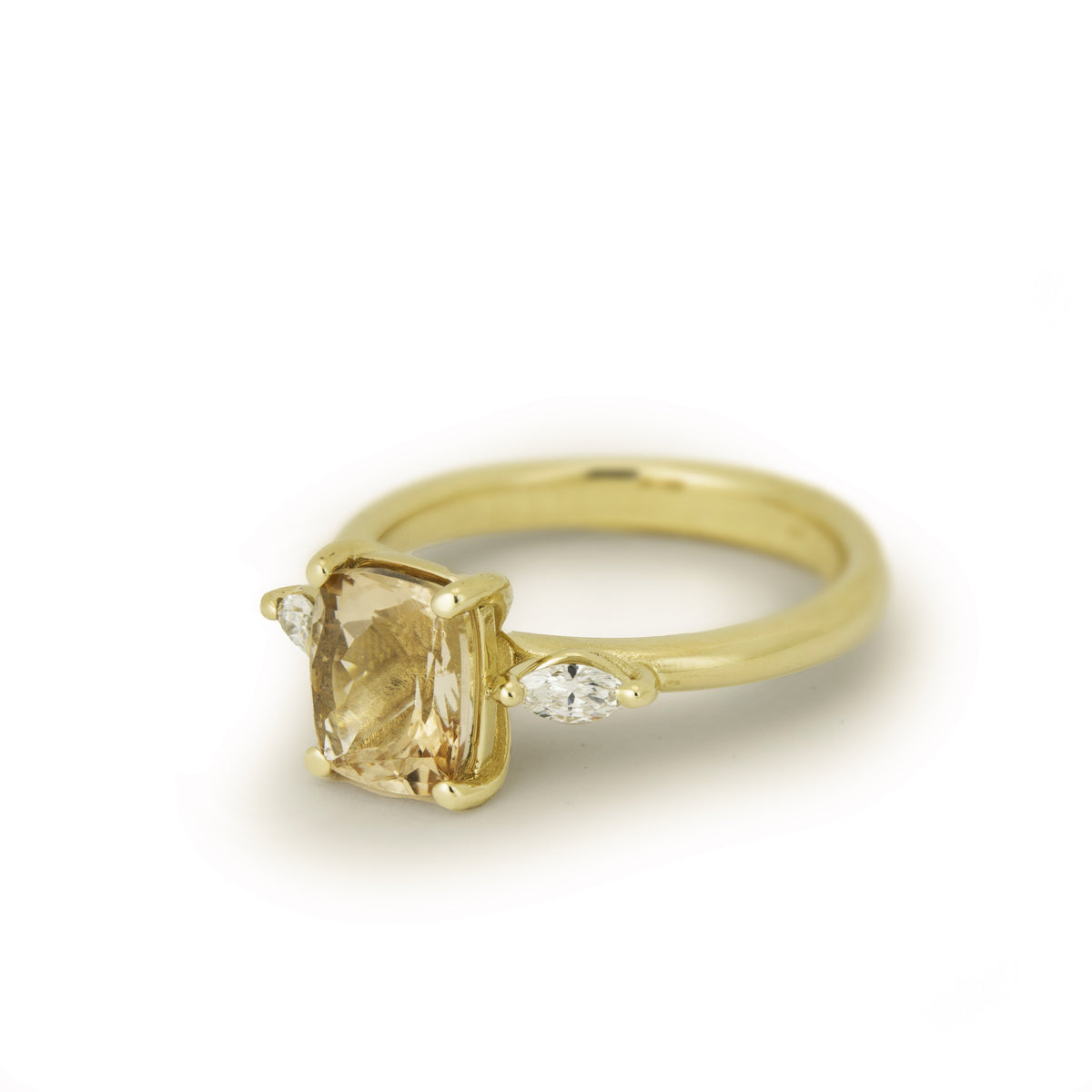 RG1894 Gold Engagement Ring with Square Morganite and Diamonds