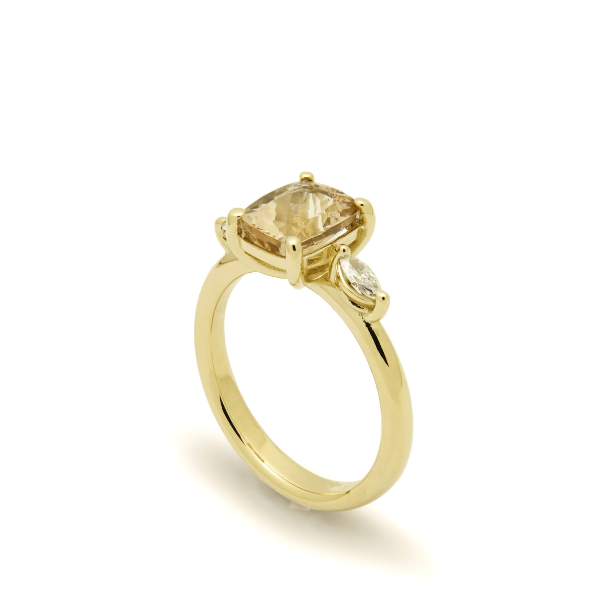 RG1894 Gold Engagement Ring with Square Morganite and Diamonds