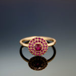 RG1895-1 Round Top Gold Ring with Ruby Stones
