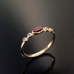 RG1901-2 Dainty Gold Ring with marquise Ruby and Diamonds