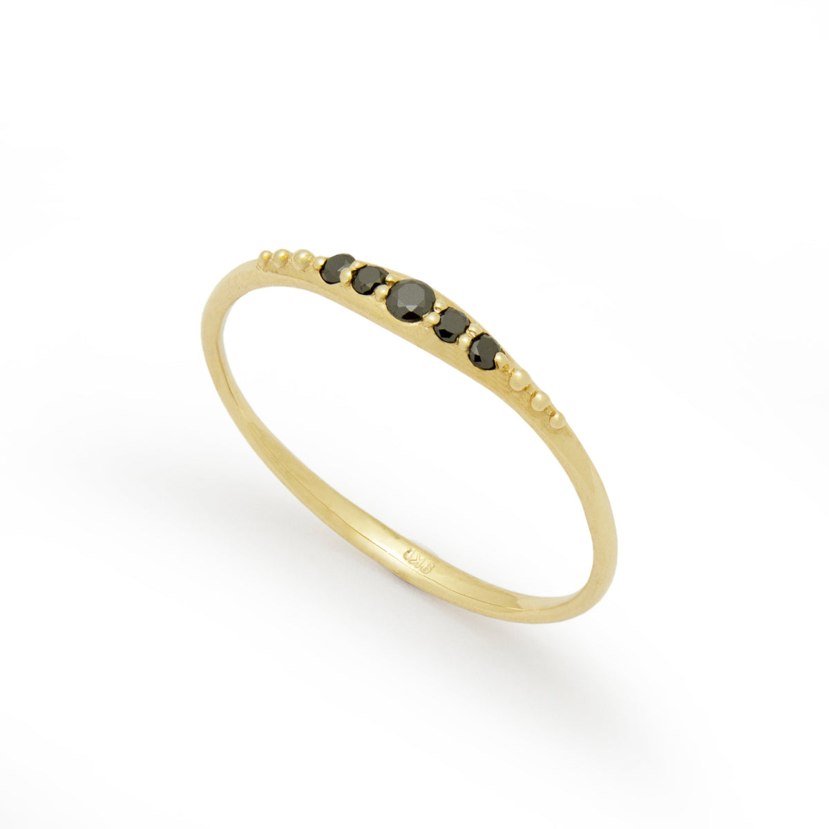 RG1902-2 Gold Skinny Ring with Black Diamonds