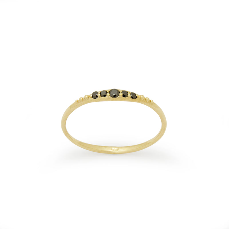 RG1902-2 Gold Skinny Ring with Black Diamonds