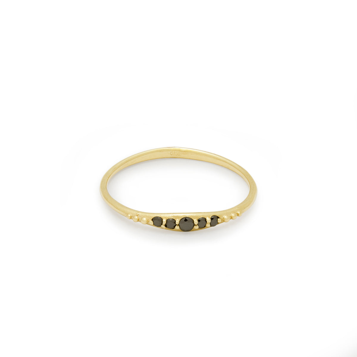 RG1902-2 Gold Skinny Ring with Black Diamonds