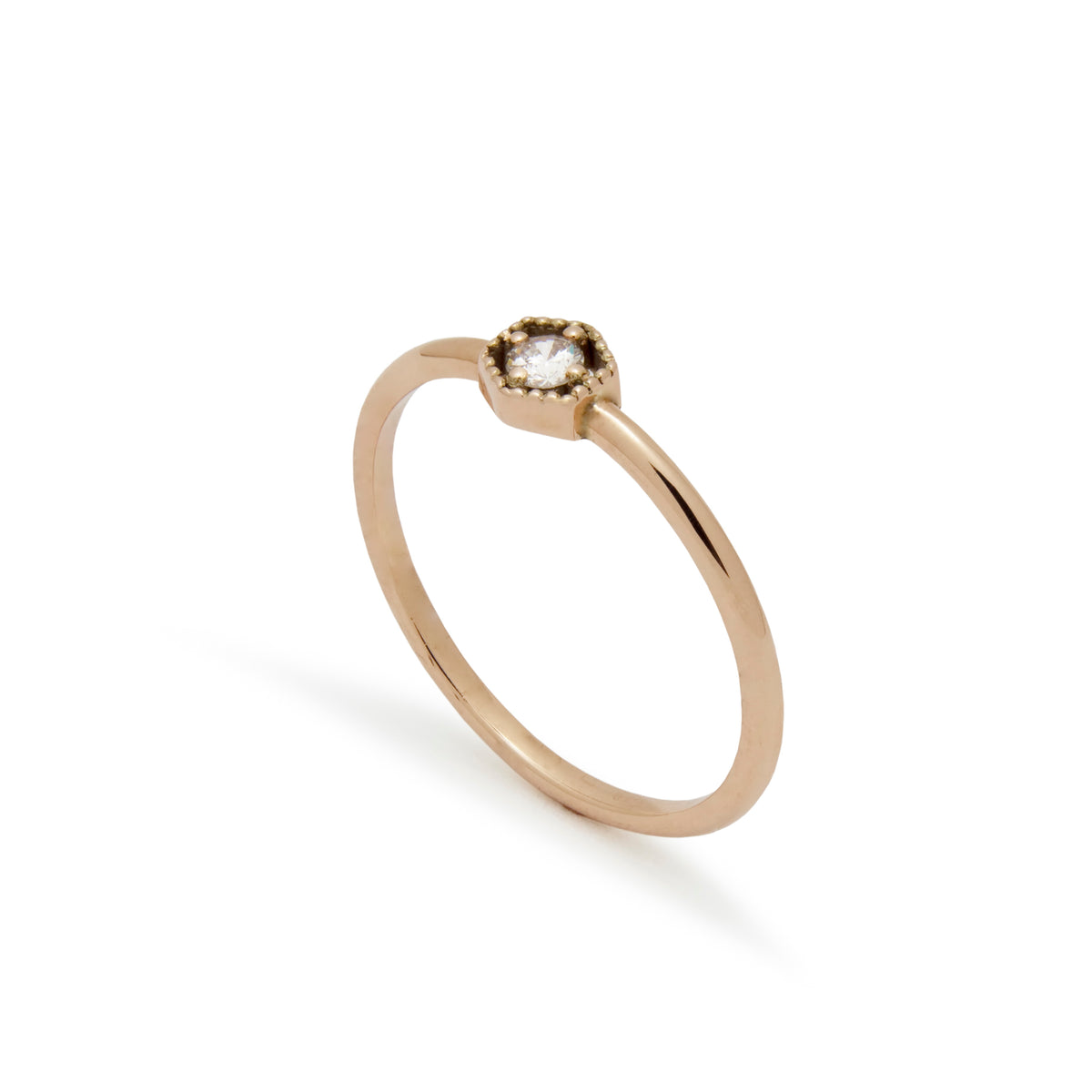 RG1904 Dainty Rose Gold Ring with a Central Diamond