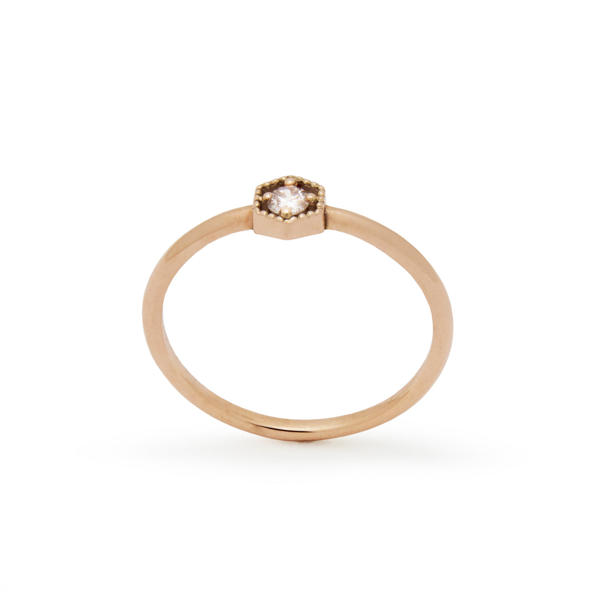 RG1904 Dainty Rose Gold Ring with a Central Diamond