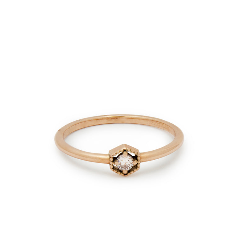 RG1904 Dainty Rose Gold Ring with a Central Diamond