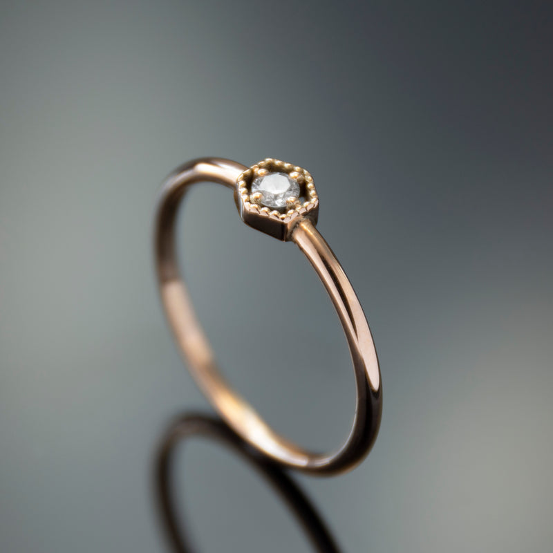 RG1904 Dainty Rose Gold Ring with a Central Diamond