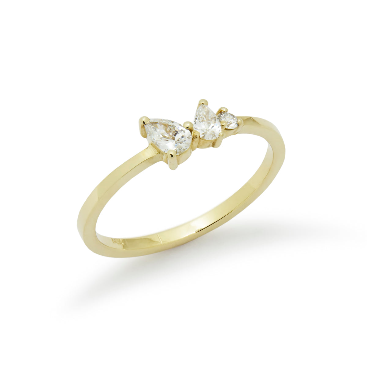 RG1906 Dainty Gold Ring with Pear Shaped Diamonds