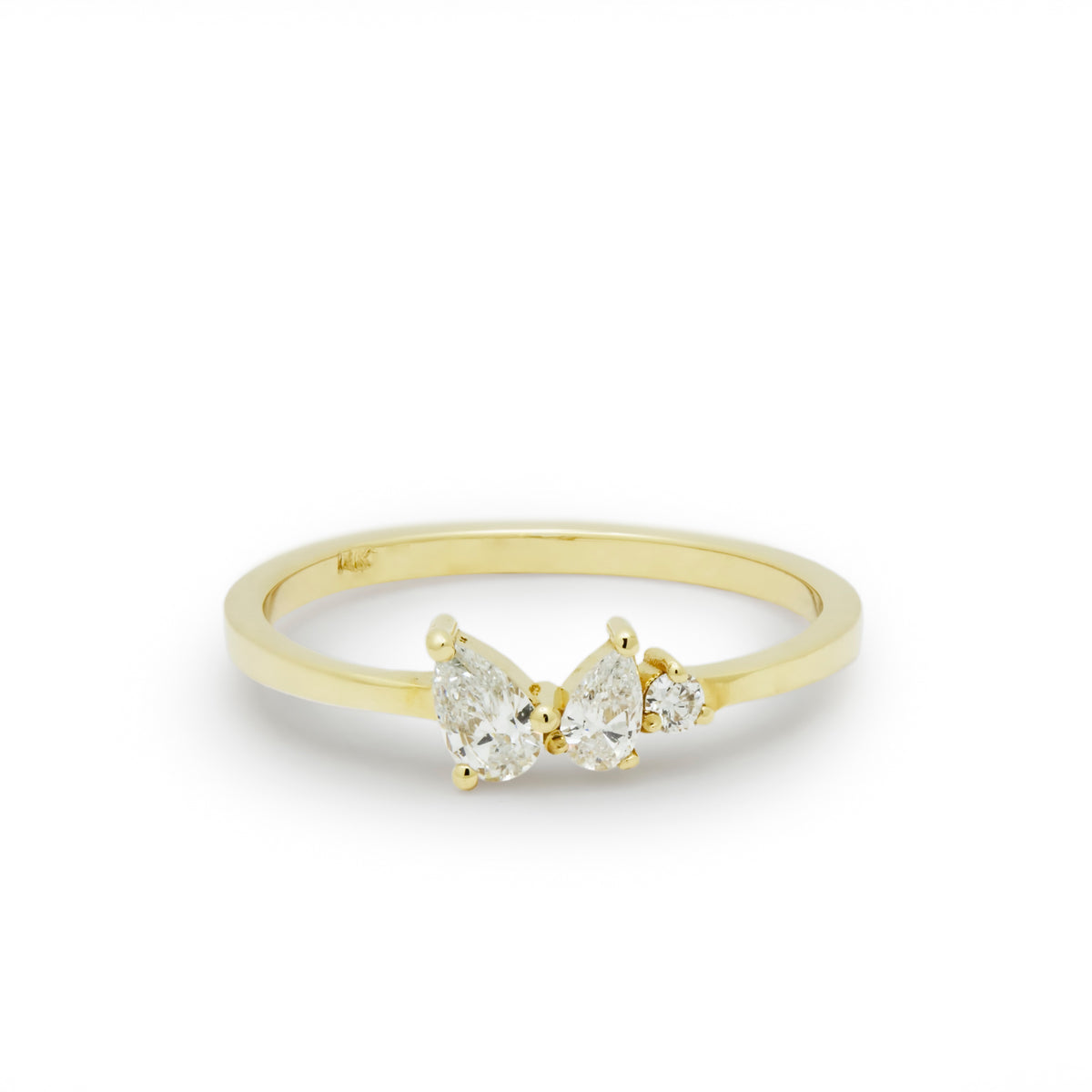 RG1906 Dainty Gold Ring with Pear Shaped Diamonds