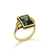 RG1910 Gold Ring with Large Square Green Spinel