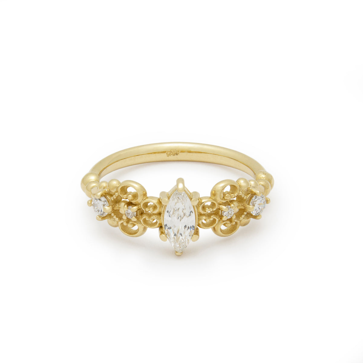 RG1912A Gold and Diamonds Ring with Victorian Details