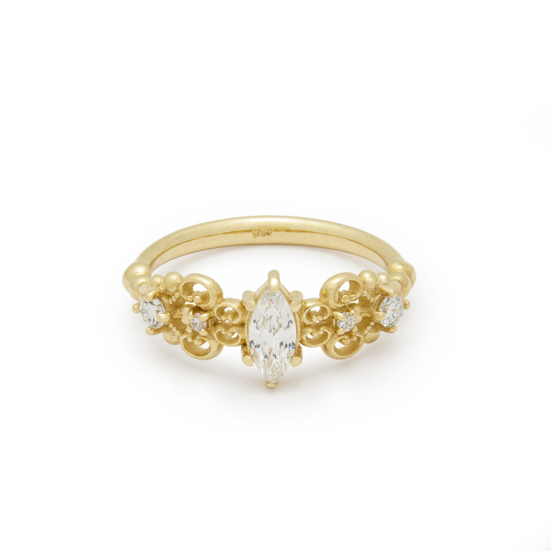 RG1912A Gold and Diamonds Ring with Victorian Details