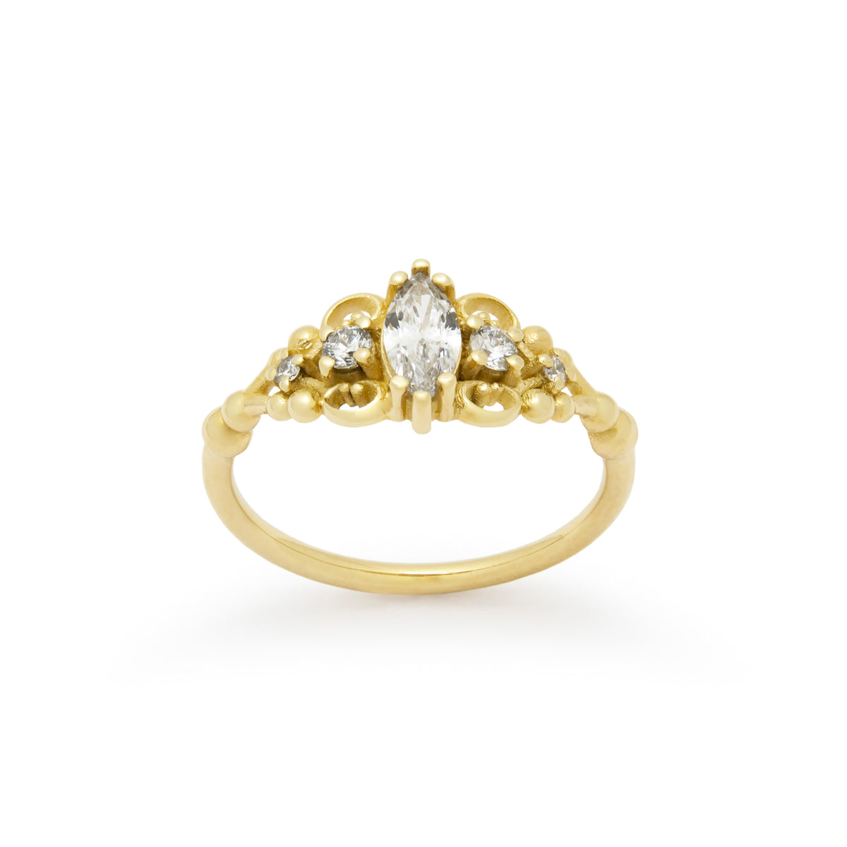 RG1912 Marquise Diamond Gold Ring with Exquisite Details