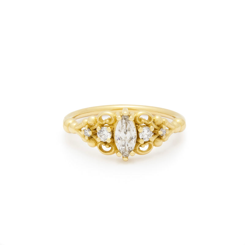 RG1912 Marquise Diamond Gold Ring with Exquisite Details