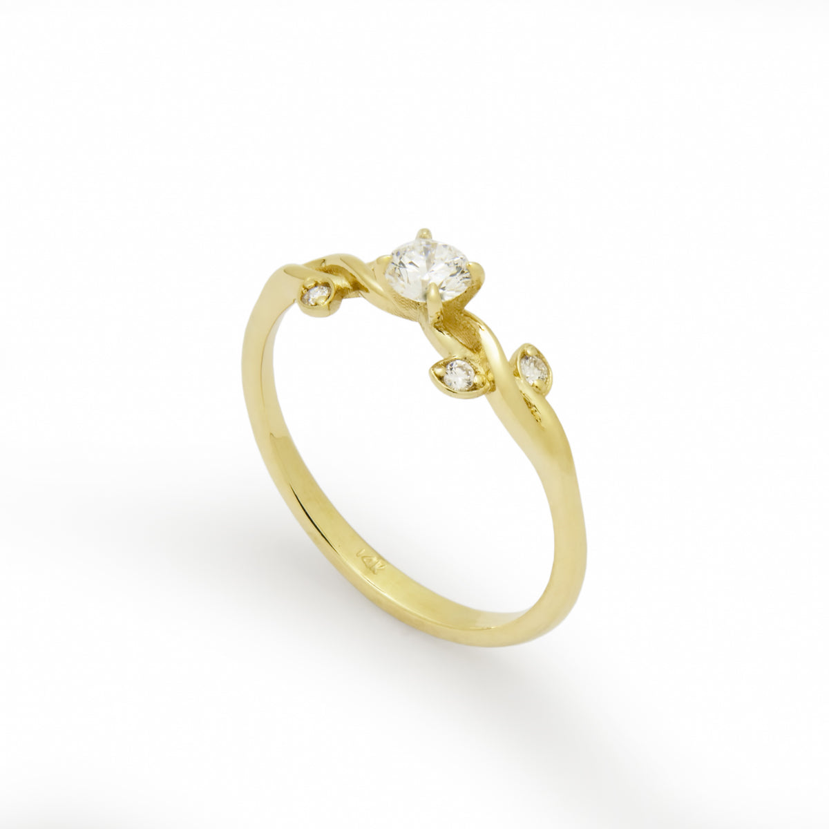 RG1915 Dainty Gold Swivel Ring with Mixed-Size Diamonds