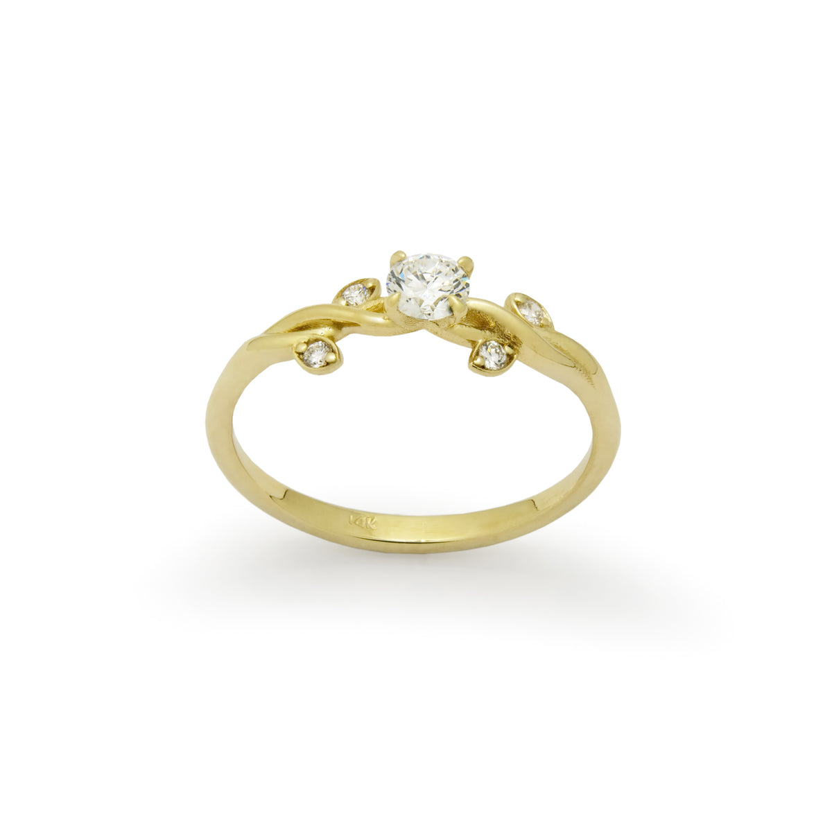 RG1915 Dainty Gold Swivel Ring with Mixed-Size Diamonds