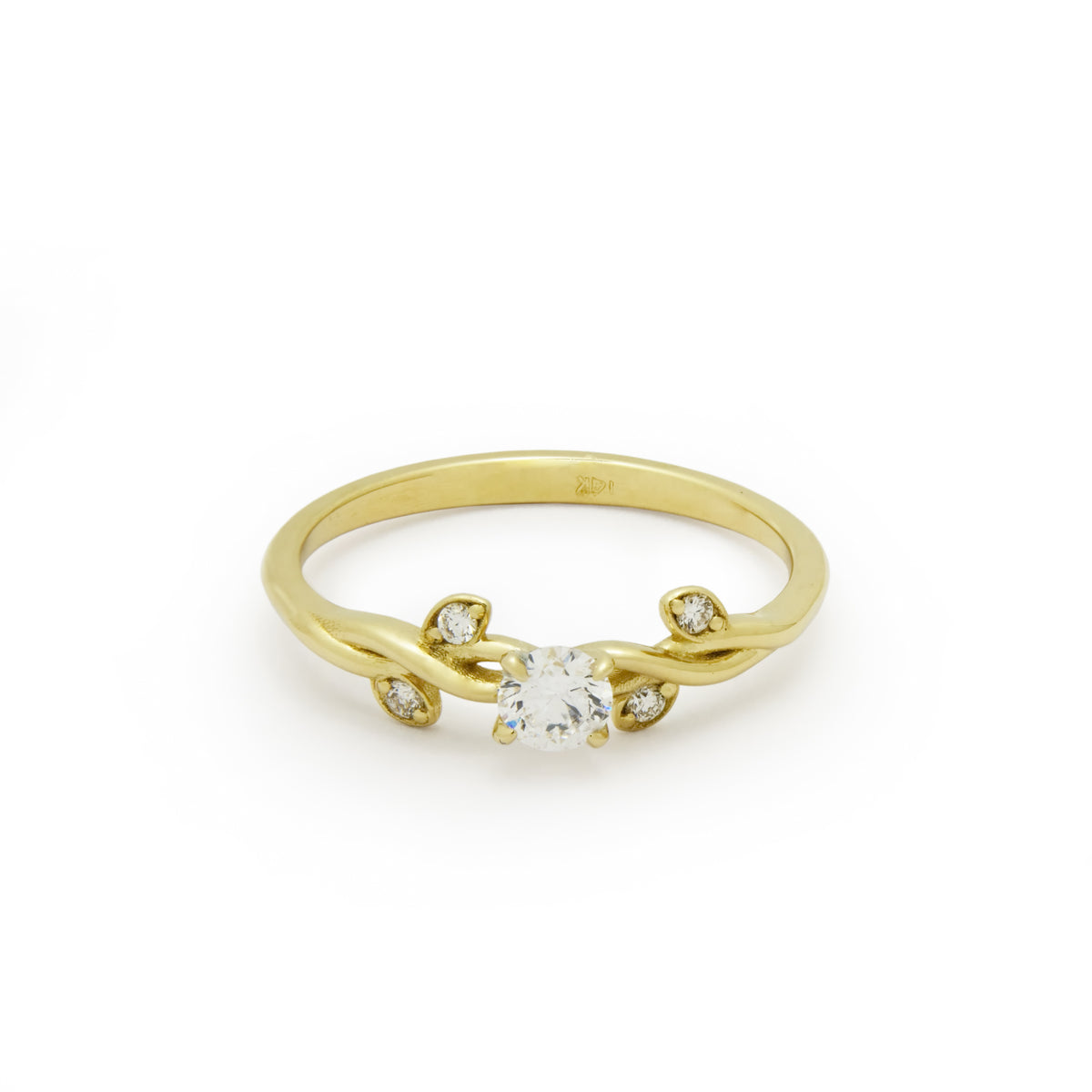 RG1915 Dainty Gold Swivel Ring with Mixed-Size Diamonds