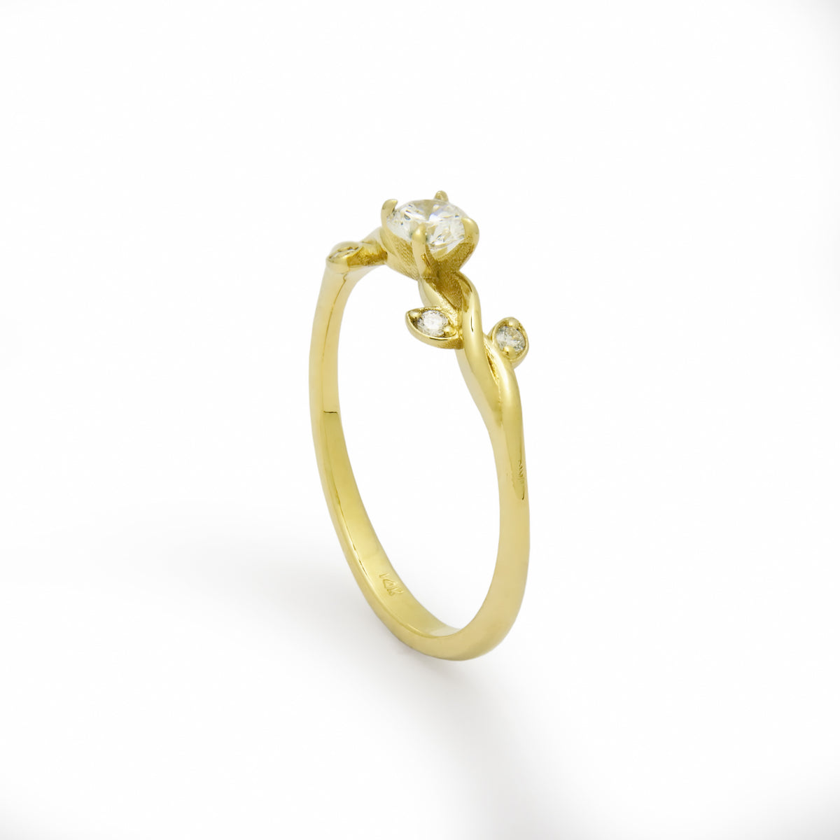 RG1915 Dainty Gold Swivel Ring with Mixed-Size Diamonds