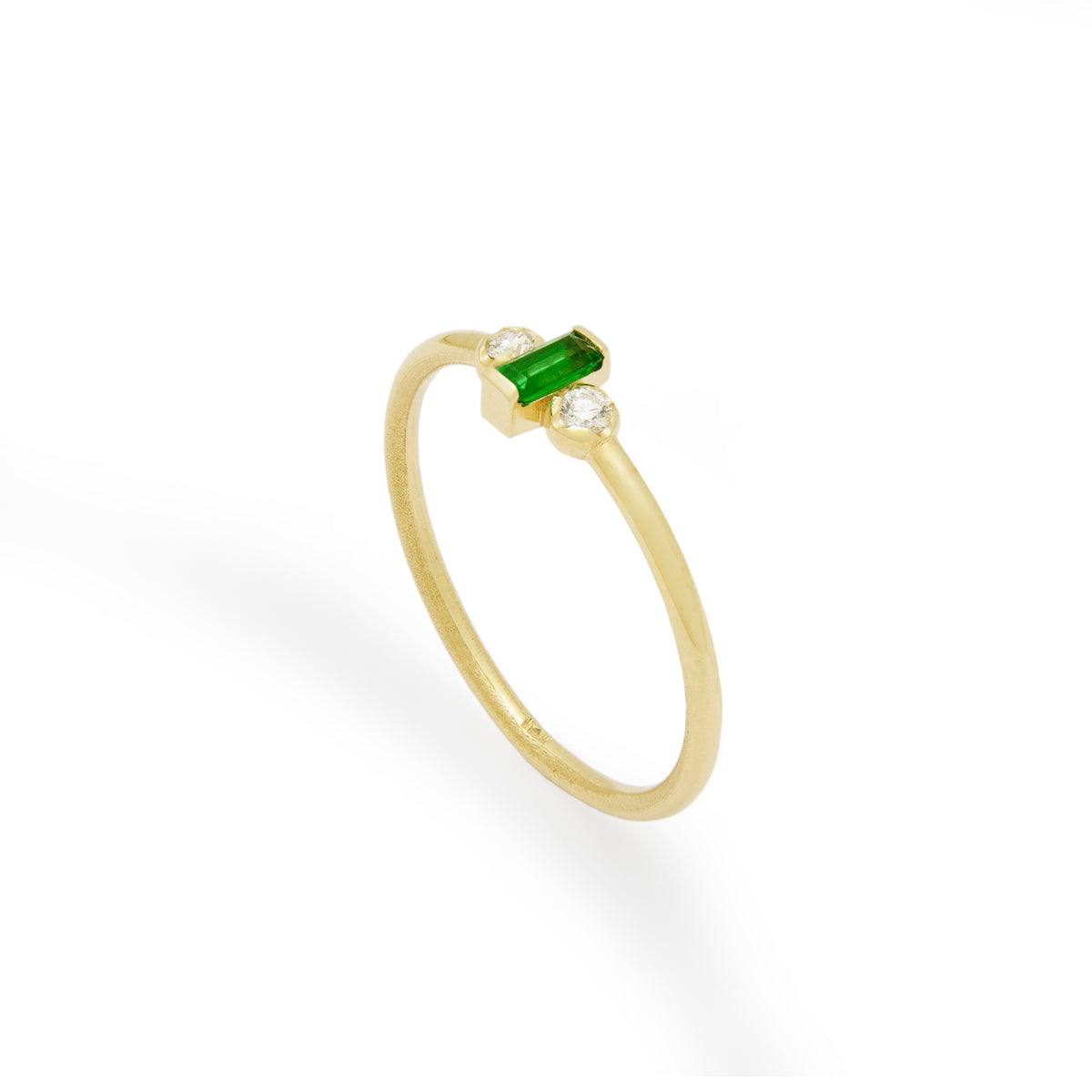 RG1917 Dainty Gold Ring with Square Emerald and Diamond Accents