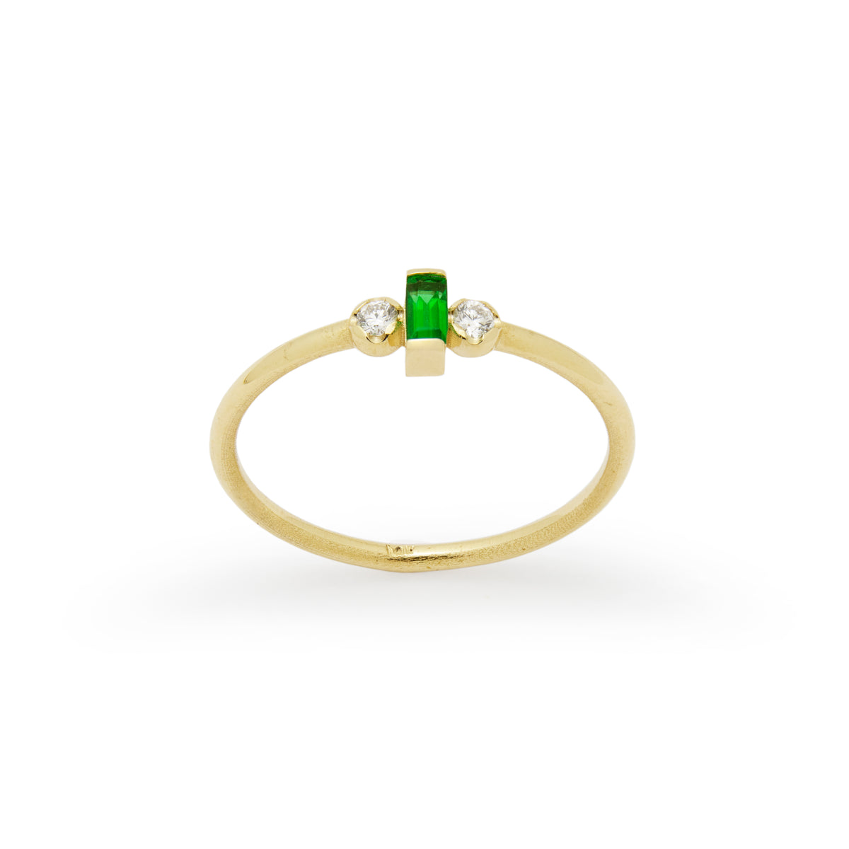 RG1917 Dainty Gold Ring with Square Emerald and Diamond Accents