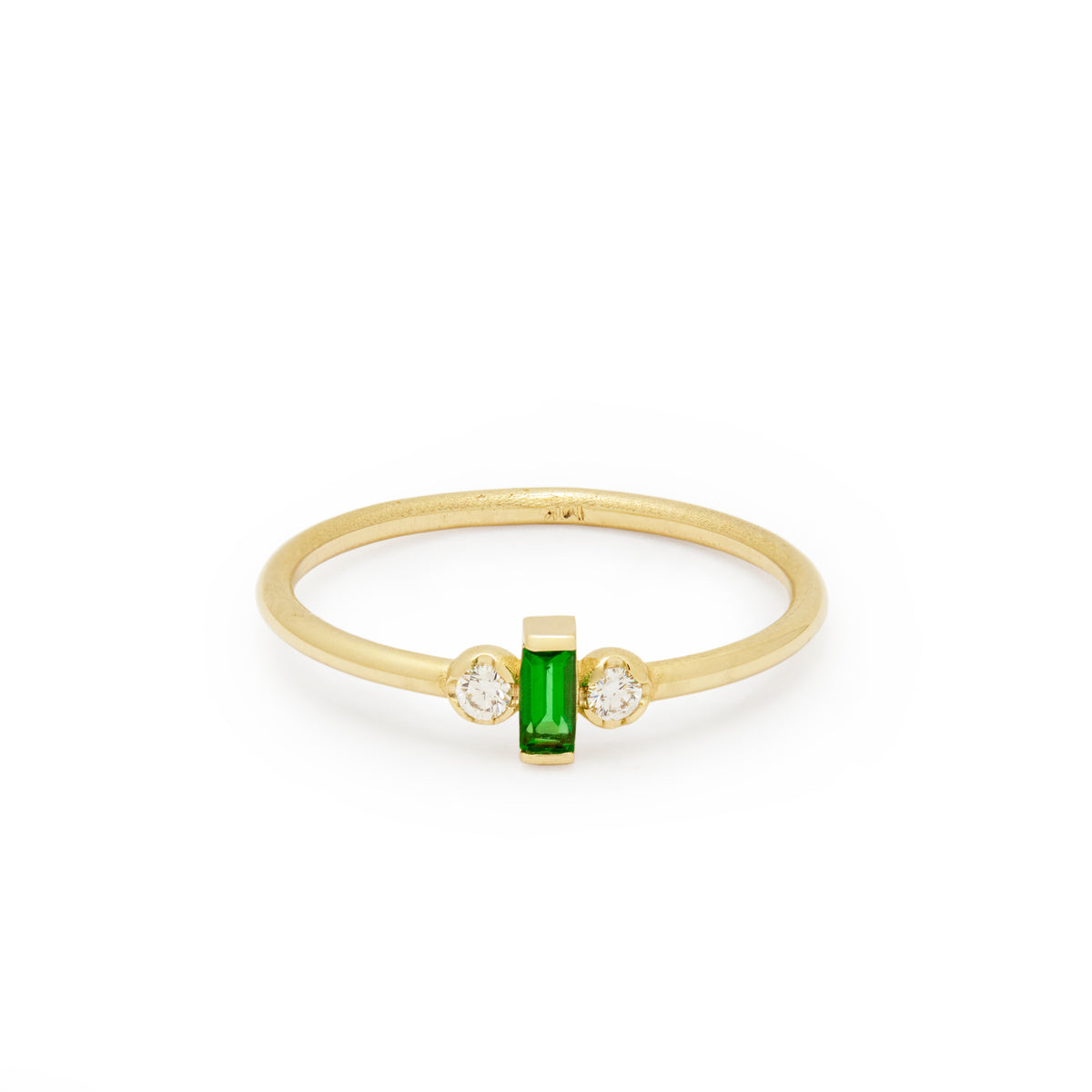 RG1917 Dainty Gold Ring with Square Emerald and Diamond Accents