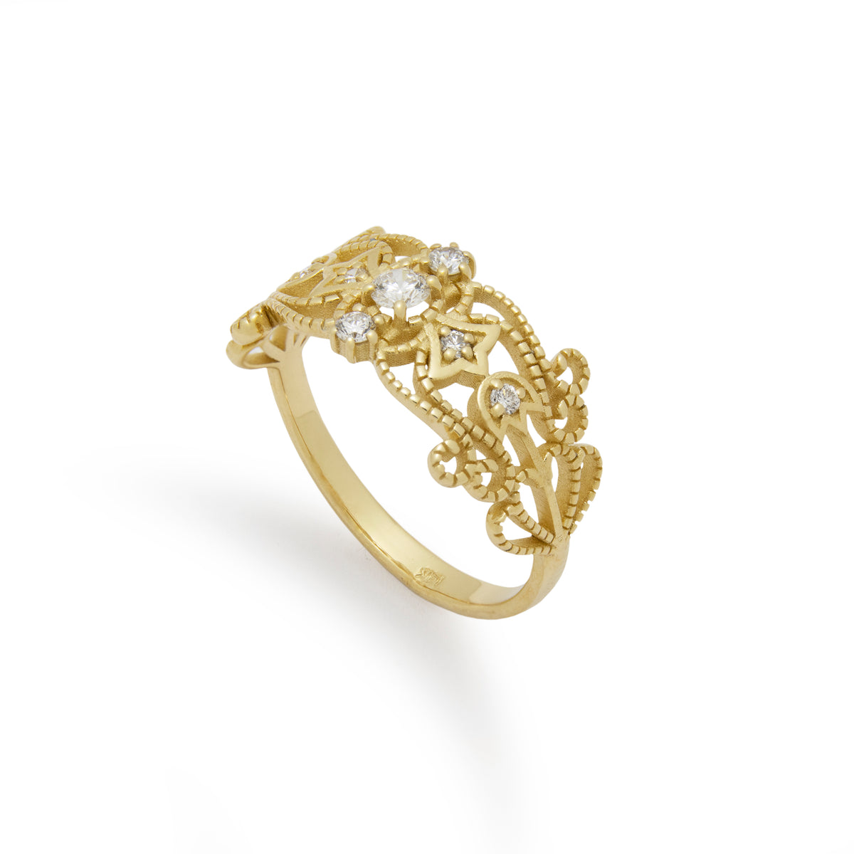 RG1918 Filigree Diamond Gold Ring with Exquisite Details