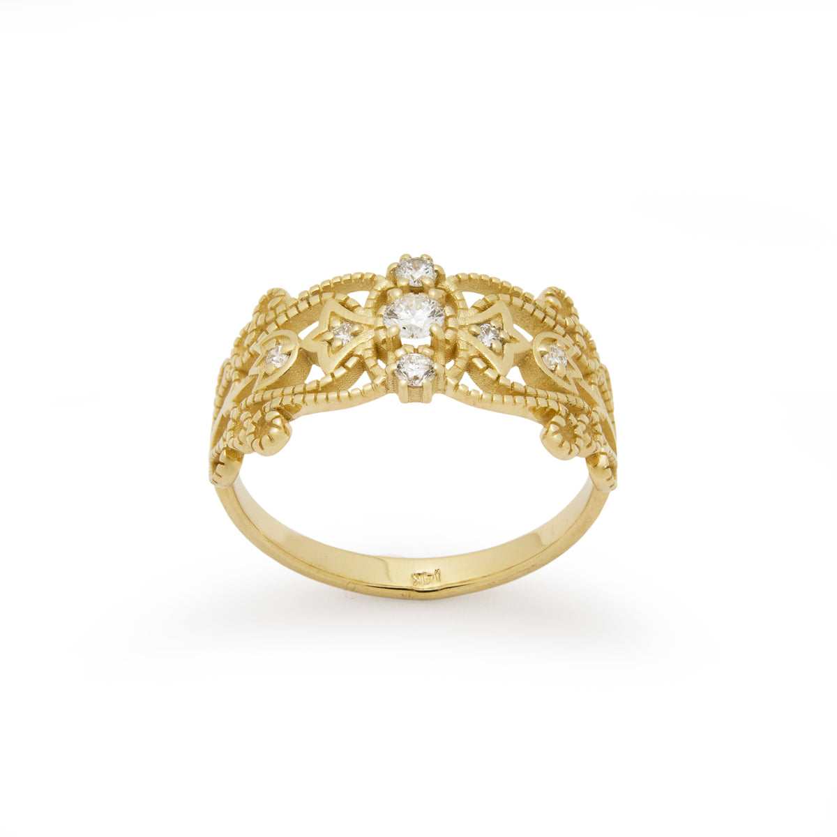 RG1918 Filigree Diamond Gold Ring with Exquisite Details