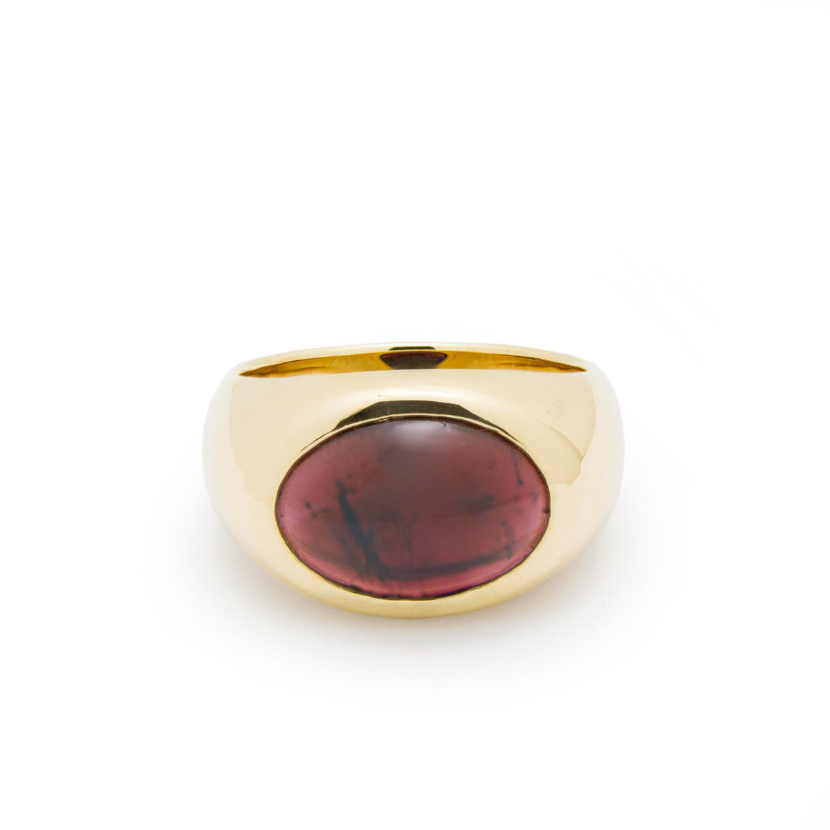 RG1923 Dramatic Garnet Cabochon Cocktail Ring In Modern Gold Setting