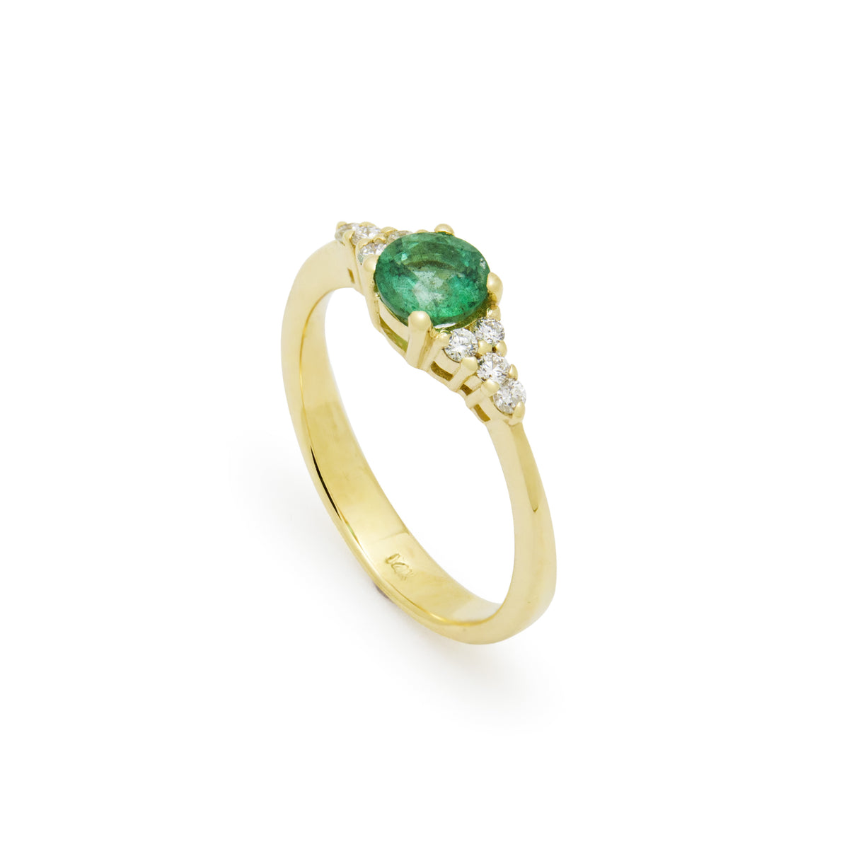 RG1924-1 Beautiful Emerald Engagement Ring With Diamond Accents In Yellow Gold