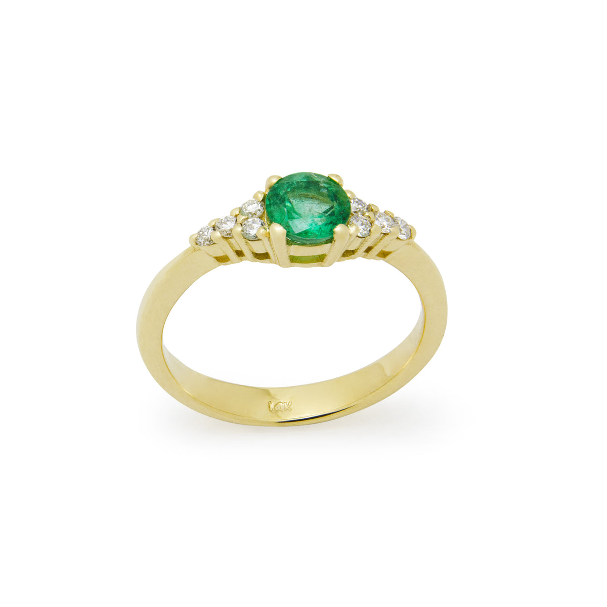 RG1924-1 Beautiful Emerald Engagement Ring With Diamond Accents In Yellow Gold