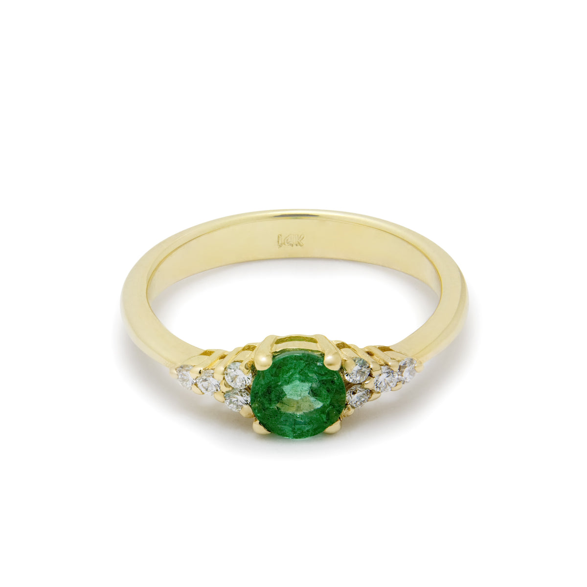 RG1924-1 Beautiful Emerald Engagement Ring With Diamond Accents In Yellow Gold