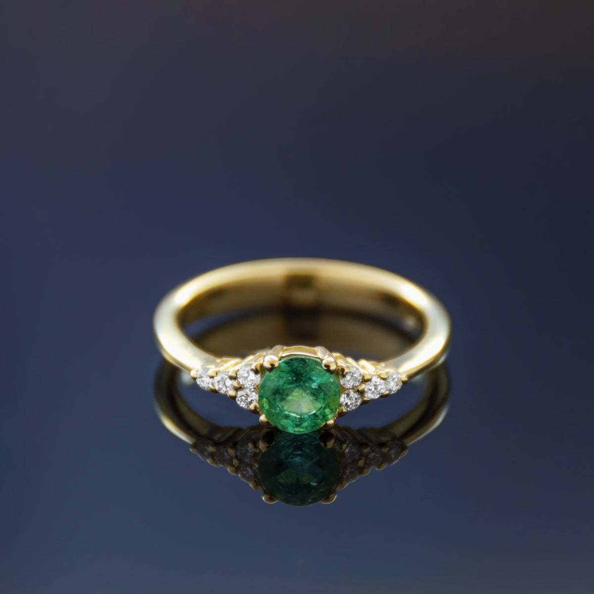 RG1924-1 Beautiful Emerald Engagement Ring With Diamond Accents In Yellow Gold