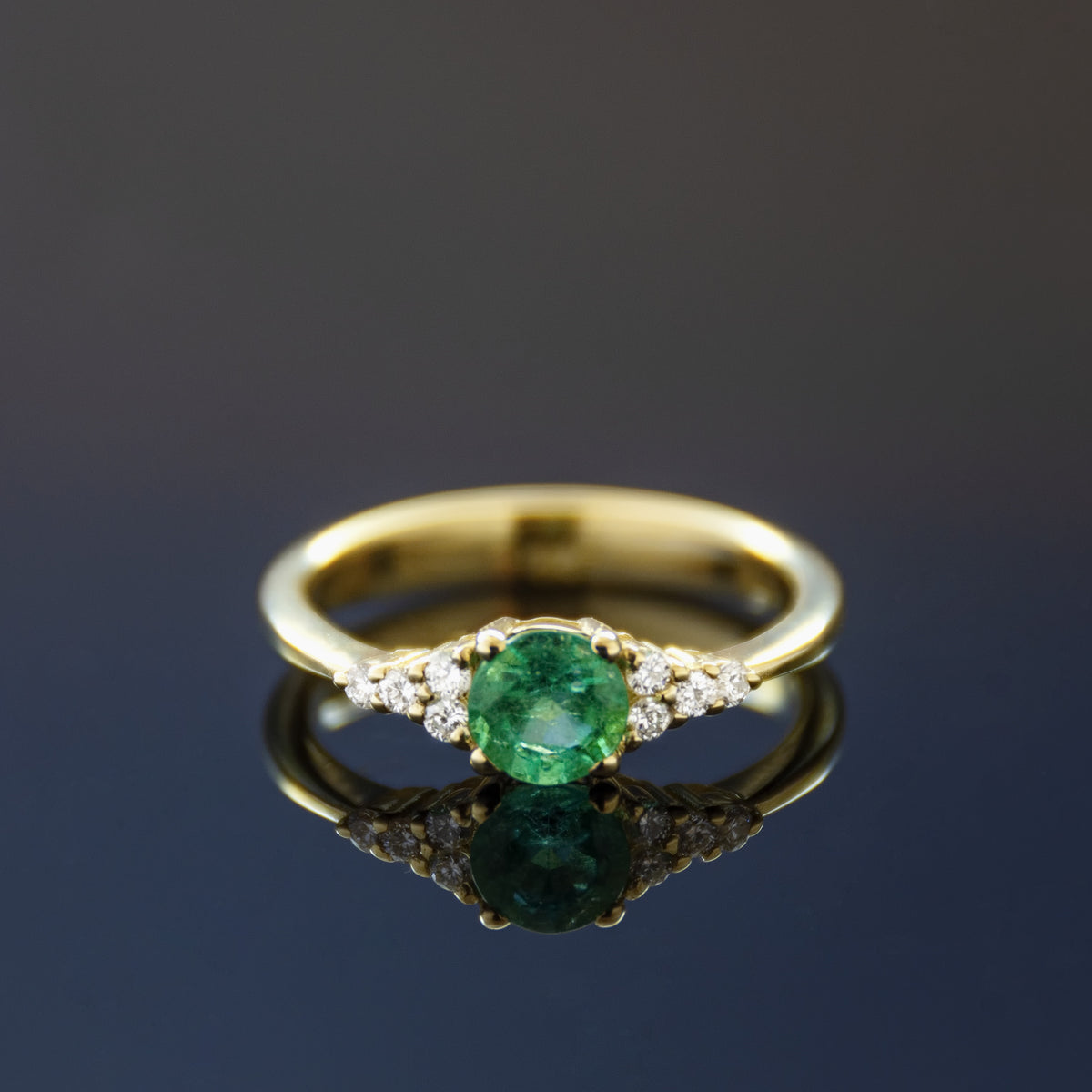 RG1924-1 Beautiful Emerald Engagement Ring With Diamond Accents In Yellow Gold