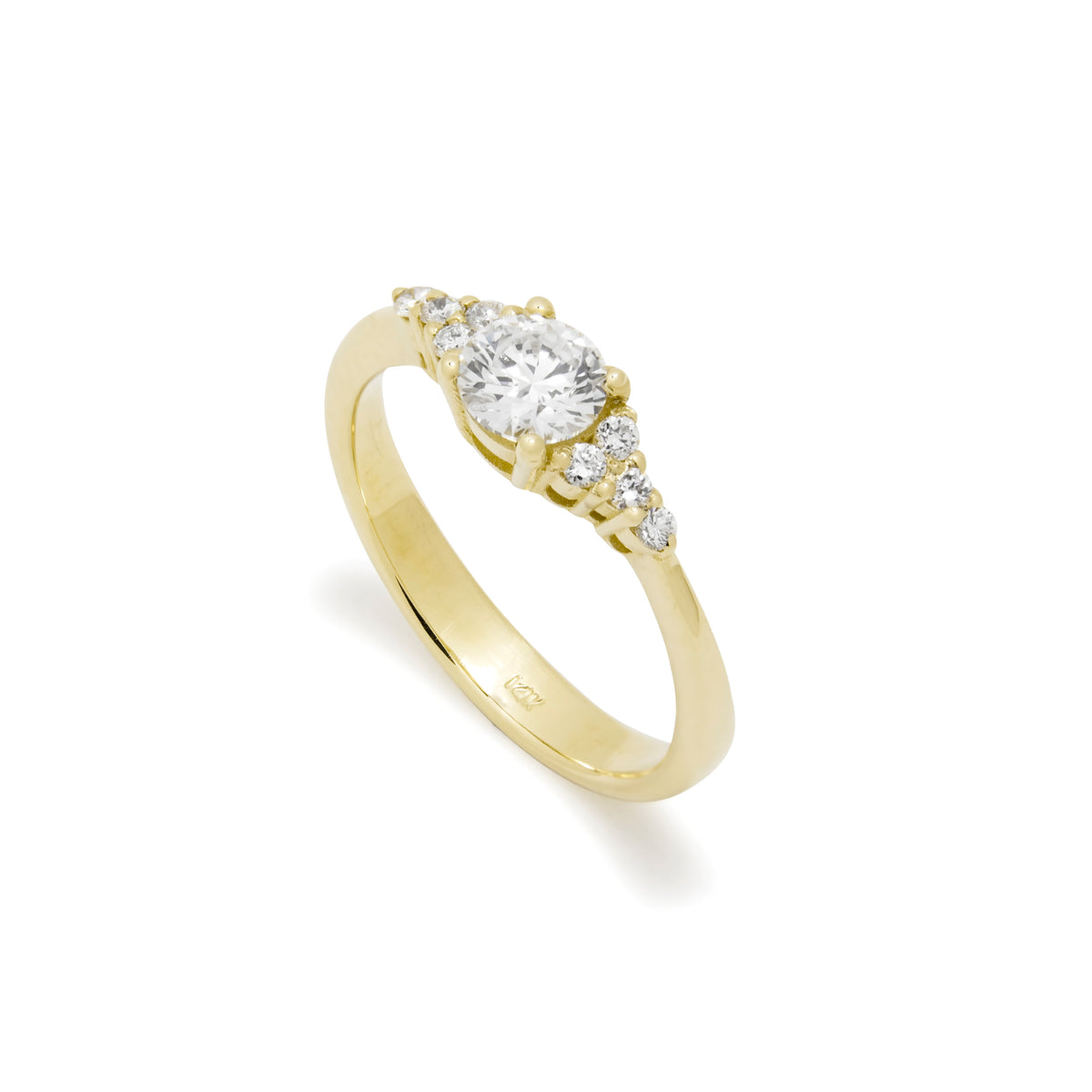 RG1924 Classic Minimalist Gold Ring with Central Diamond and Side Accent Diamonds