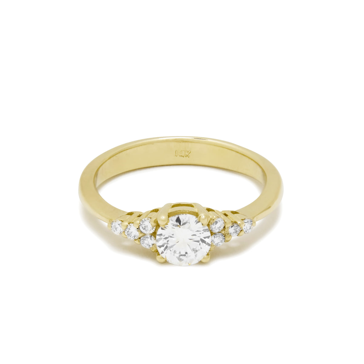 RG1924 Classic Minimalist Gold Ring with Central Diamond and Side Accent Diamonds